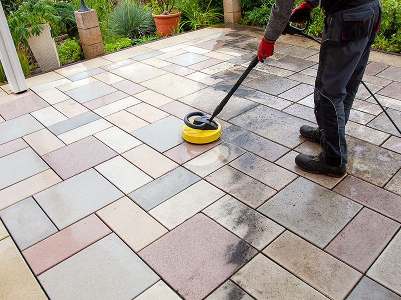 Patio Cleaning with professional jet washer