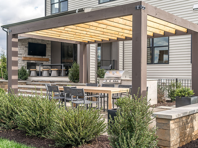 Garden pergola built from locally sourced timber